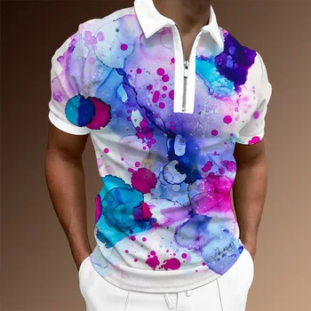 Мужские летние рубашки поло, оригинальная винтажная футболка, модный спортивный костюм, высококачественные повседневные красочные дышащие топы с 3D-принтом.