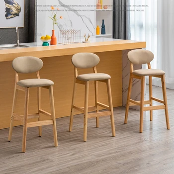 Современные минималистичные барные стулья из массива дерева, домашний высокий барный стул, барная мебель в скандинавском стиле, кофейня, ресторан, спинка, барный стул на стойке регистрации