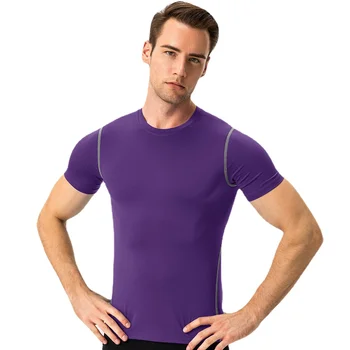 Мужские облегающие тренировочные футболки для бега, эластичная быстросохнущая футболка с короткими рукавами Европейского размера
