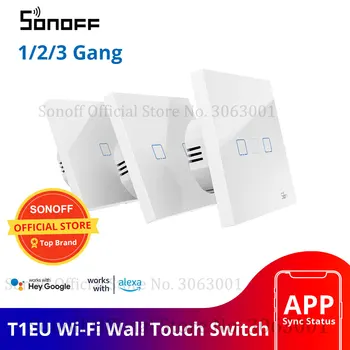SONOFF Новый T1EU Wifi Умный переключатель с сенсорным экраном Дистанционное ВКЛЮЧЕНИЕ/выключение 1/2/3 Банды 433 МГц RF/Голосовое/приложение/Сенсорное управление 86 Тип Умный дом TX
