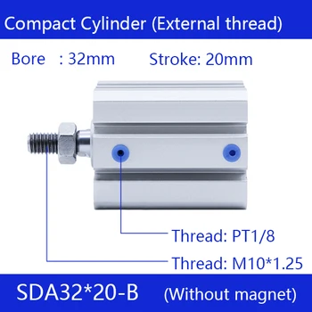 SDA32 * 20-B Диаметр 32 мм Ход 20 мм Внешняя резьба Компактные воздушные цилиндры Пневматический цилиндр двойного действия