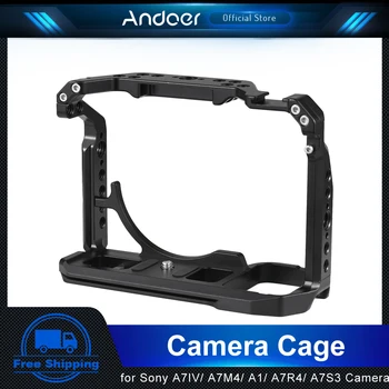 Клетка для камеры Andoer для Видеокамеры Sony A7IV/A7M4/A1/A7R4/A7S3 Из алюминиевого Сплава с Холодным Башмаком и отверстиями для винтов 1/4 дюйма
