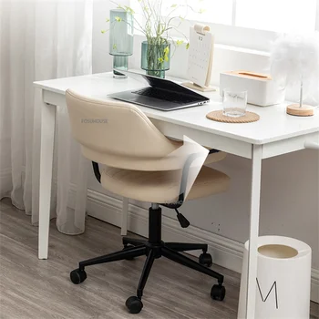 Скандинавская мебель Простые кожаные офисные кресла для офисных студентов Удобное эргономичное рабочее кресло Домашнее вращающееся компьютерное кресло