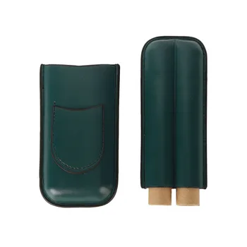 Портативная сумка для сигар Компактного размера, на 2 держателя, Хорошая защита, Износостойкий кожаный хьюмидор, легкий для путешествий на свежем воздухе.