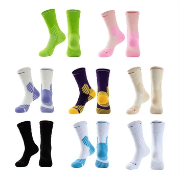 Розово-зеленые спортивные носки с противоскользящим футбольным захватом, утолщенные дышащие нескользящие футбольные носки Для взрослых, велосипедные носки на открытом воздухе