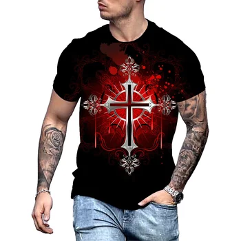 Новая мужская летняя футболка с 3D-принтом God Believe и крестом Faithful Believer, рубашка оверсайз с коротким рукавом, бесплатная доставка