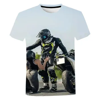 Модная мужская футболка, крутая футболка, уличный топ с мотоциклетной индивидуальностью, высококачественная 3D печать с короткими рукавами