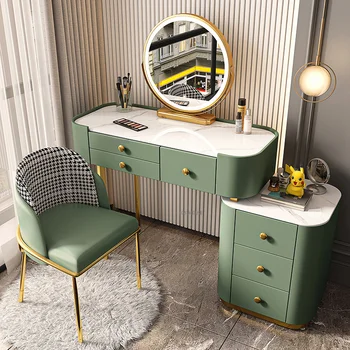 Современный шиферный туалетный столик Мебель для спальни Деревянный шкаф для хранения Туалетный столик для макияжа с выдвижными ящиками Зеркала для спальных гарнитуров