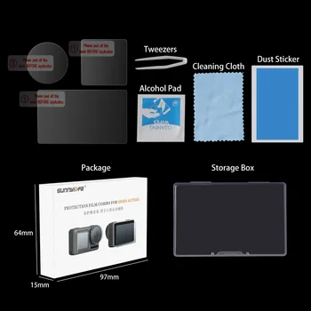 3 шт. /компл. Защитная пленка для объектива и экрана из закаленного стекла для экшн-камеры DJI OSMO