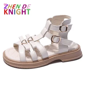 Римские сандалии для девочек, Летняя новинка 2023 года, Модная детская обувь принцессы, Детская повседневная пляжная обувь с мягкой нескользящей подошвой