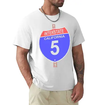 Дорожный знак Interstate highway 5 в Калифорнии, футболка, спортивные рубашки, футболка для мальчика, футболки для мужчин с рисунком