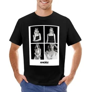 Черно-белая футболка Angèle Van Laeken - 4 four portrait singer, однотонная футболка, мужские футболки из хлопка