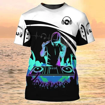 Модная рубашка DJ, мужские футболки, хлопковые футболки с 3D-принтом, диско-футболки с коротким рукавом, мужская одежда, праздничные топы с круглым вырезом, крутая уличная одежда в стиле панк