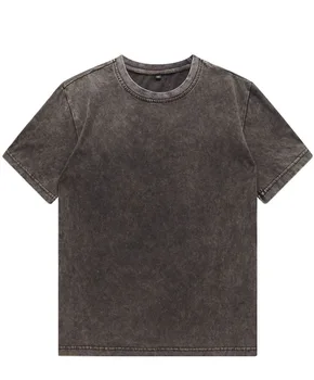 Чистый хлопок, выстиранный и сшитый из старого, Однотонная футболка с короткими рукавами, мужская летняя