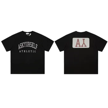 Летняя футболка американского бренда tide с принтом back letter AY из чистого хлопка, свободная мужская пара, футболка с коротким рукавом