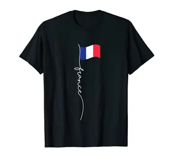 100% Хлопок France Signature Flag Pole - Элегантная Патриотическая Футболка С Французским Флагом В стиле Хип-Хоп Для МУЖЧИН И ЖЕНЩИН, Футболки УНИСЕКС