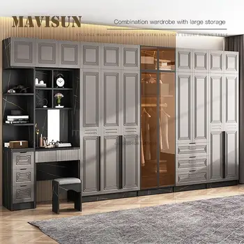 Скандинавский минимализм Современная Бытовая Спальня Деревянный шкаф для одежды Комбинированный шкаф для хранения большой емкости Мебель для дома