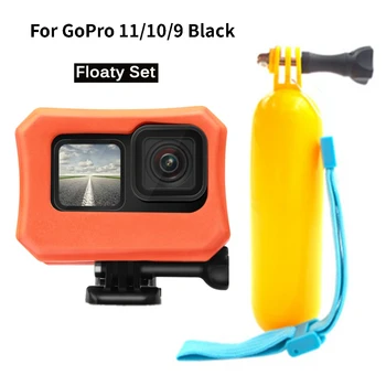 Плавающий набор для GoPro Hero 11 10 9, черный оранжевый EVA, плавающий чехол, защитный чехол, водонепроницаемая ручная ручка, аксессуар для серфинга
