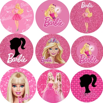 Диснеевская розовая принцесса, круглые фоны для Барби, украшения для вечеринки по случаю дня рождения девочек, Фон для душа ребенка, Фотостудия Circle