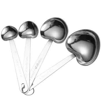 Набор из 4 шт. металлических кухонных мерных ложек в форме сердца, инструментов для приготовления пищи, столовых ложек