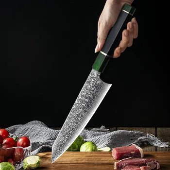 8,5-дюймовый нож Kiritsuke с 67 слоями лезвия из дамасской стали, нож для нарезки суши шеф-поваром, кухонные ножи, инструменты для приготовления пищи, ручка из смолы