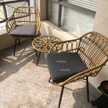 Уличные стулья из ротанга для балкона, пляжные стулья для отдыха в скандинавском стиле, Современная уличная мебель, Садовый стул со спинкой во внутреннем дворе, походный стул