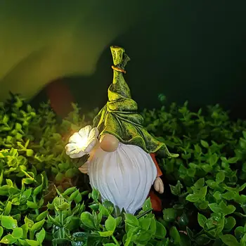Фигурка гнома со светодиодной подсветкой, безликая кукла из яркой смолы, Маленькая статуэтка с садовыми скульптурами эльфов Утренней славы для сада