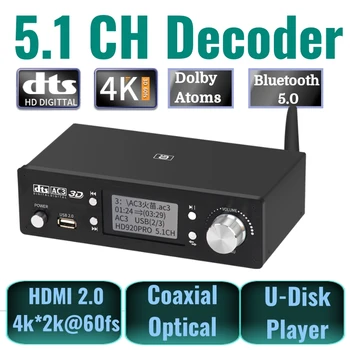 5.1-Канальный Аудио Декодер Bluetooth 5.0 Музыкальный Приемник DAC DTS AC3 Dolby Atmos 4K HDMI-совместимый Конвертер USB Для Домашней Звуковой Системы