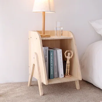 Тумбочка для современной гостиной в скандинавском стиле, книжная полка из цельного дерева, семейная прикроватная мебель, простая и легкая прикроватная тумбочка