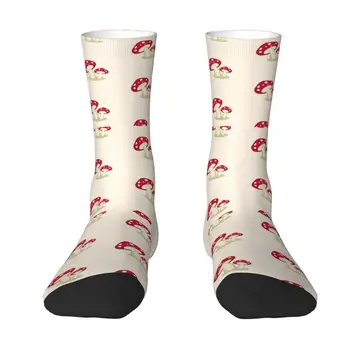 Модные носки с красными грибами Для мужчин и женщин, теплые футбольные спортивные носки с 3D-печатью