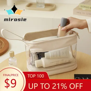 Портативная косметичка Mirosie, двухслойная прозрачная дорожная сумка для хранения, косметичка из ТПУ, моющийся органайзер для макияжа Cloud